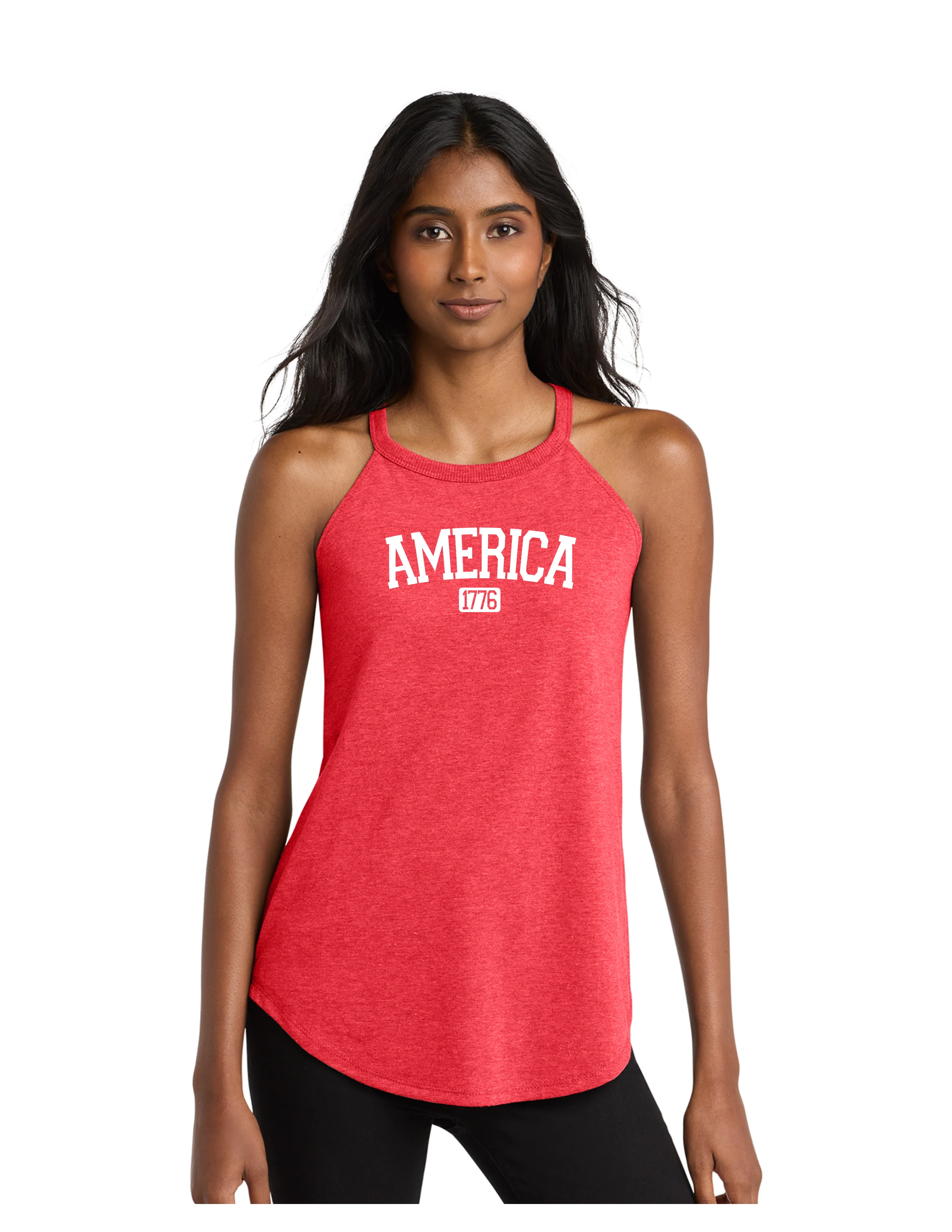 America Est. 1776 Patriotic Ladies Tank Top - Red Frost - Image 3