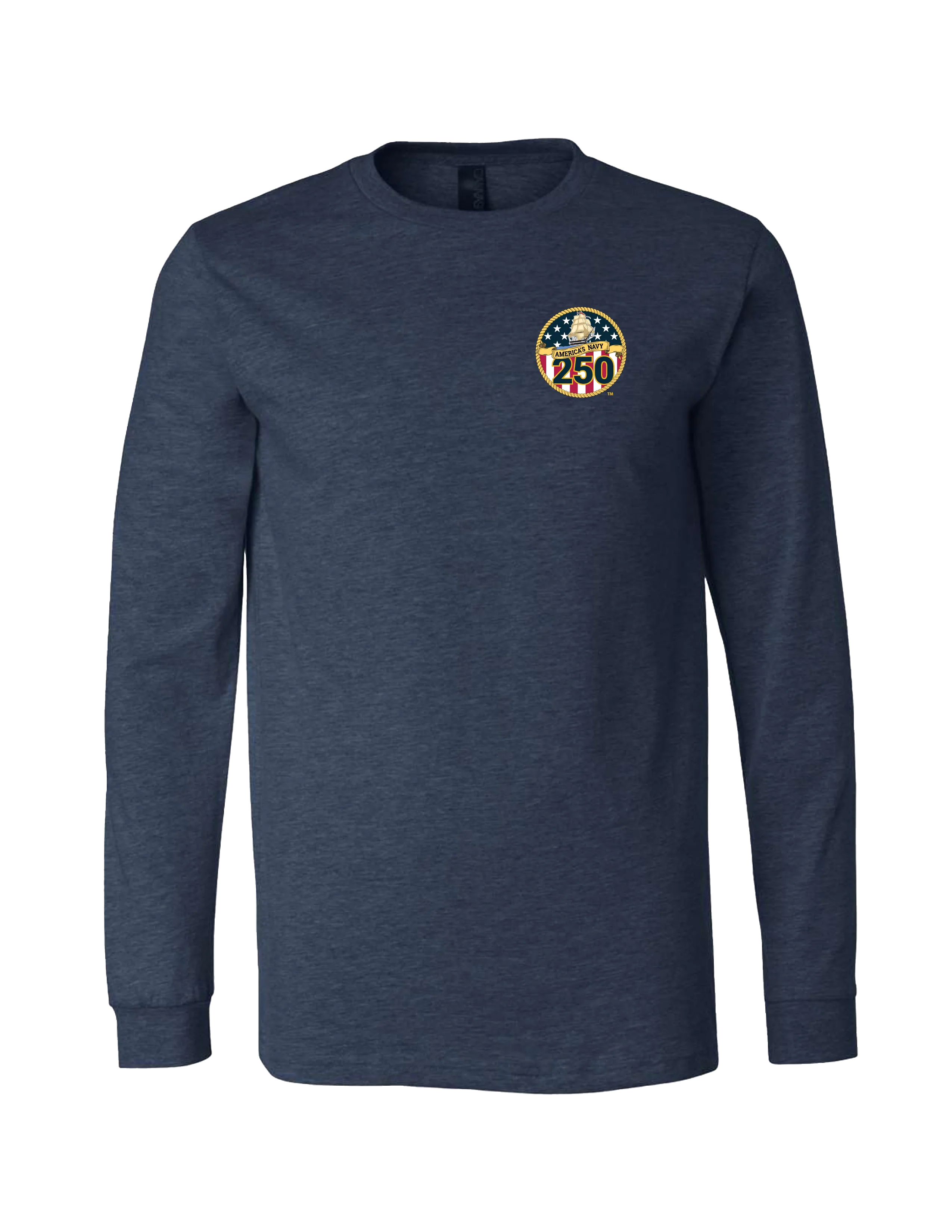 Navy 250th Birthday Long Sleeve T-Shirt (Heather Navy) - Image 3