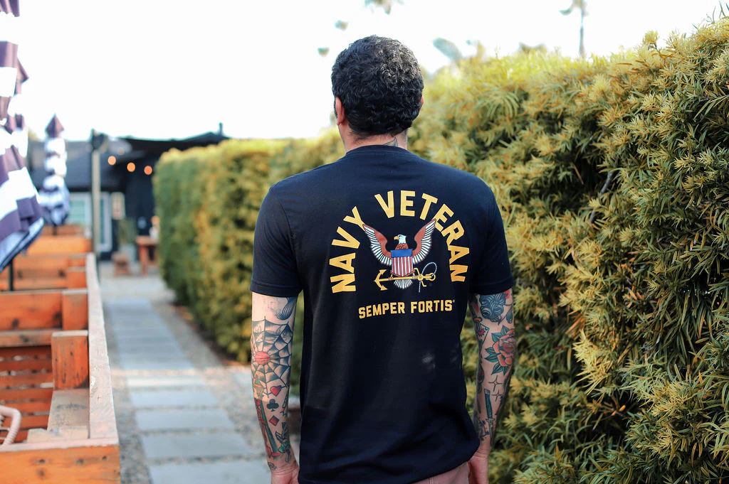 Navy Veteran T-Shirt (Black Heather) - Image 4